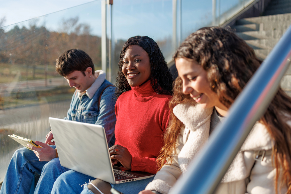 International students connecting online from different countries